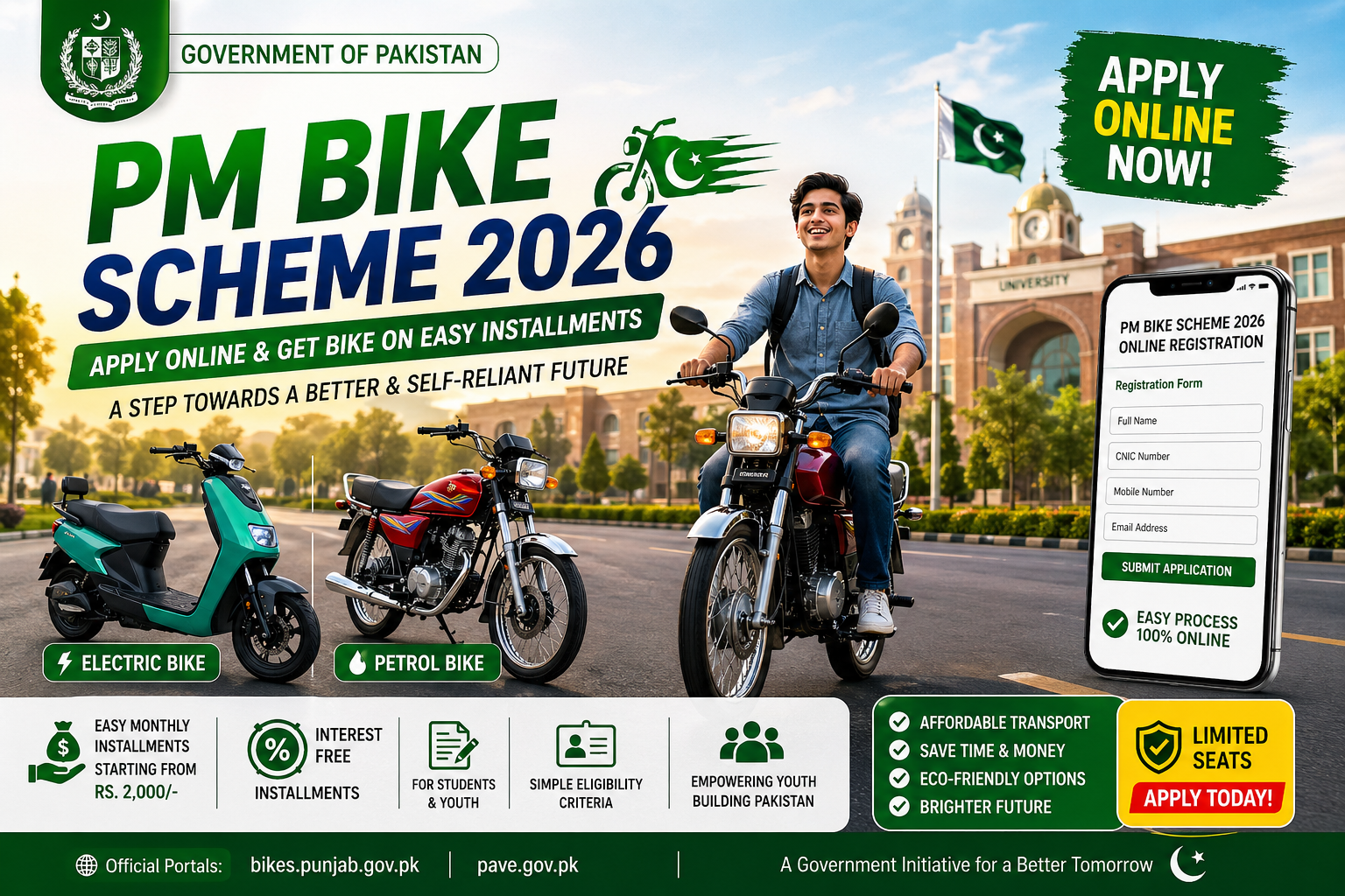 PM Bike Scheme 2026 Online Registration – Apply Now & Get Bike on Easy Installments
