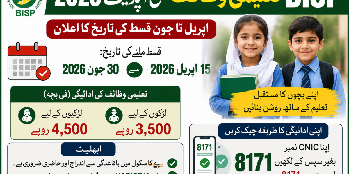 BISP Taleemi Wazaif New Update 2026 | April-June Installment Date Announced